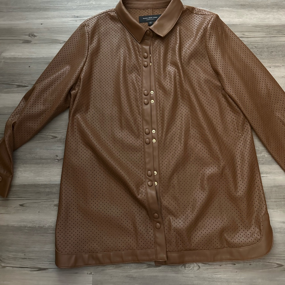 Faux leather shacket